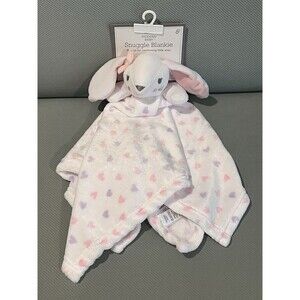 Modern Baby Bunny Hearts Snuggle Blankie Security Blanket Large Lovey Girls New